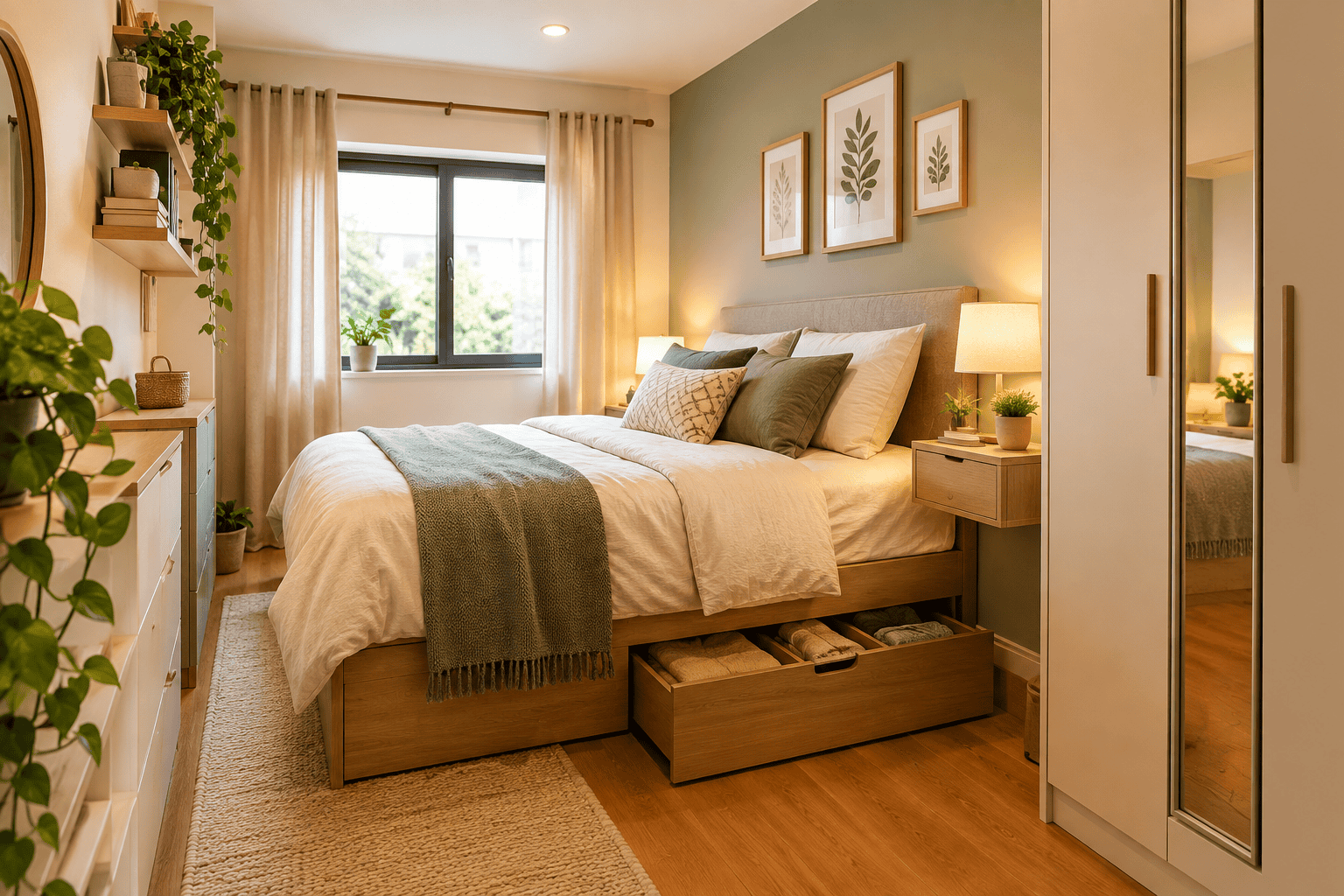 small-bedroom with under-bed storage bins