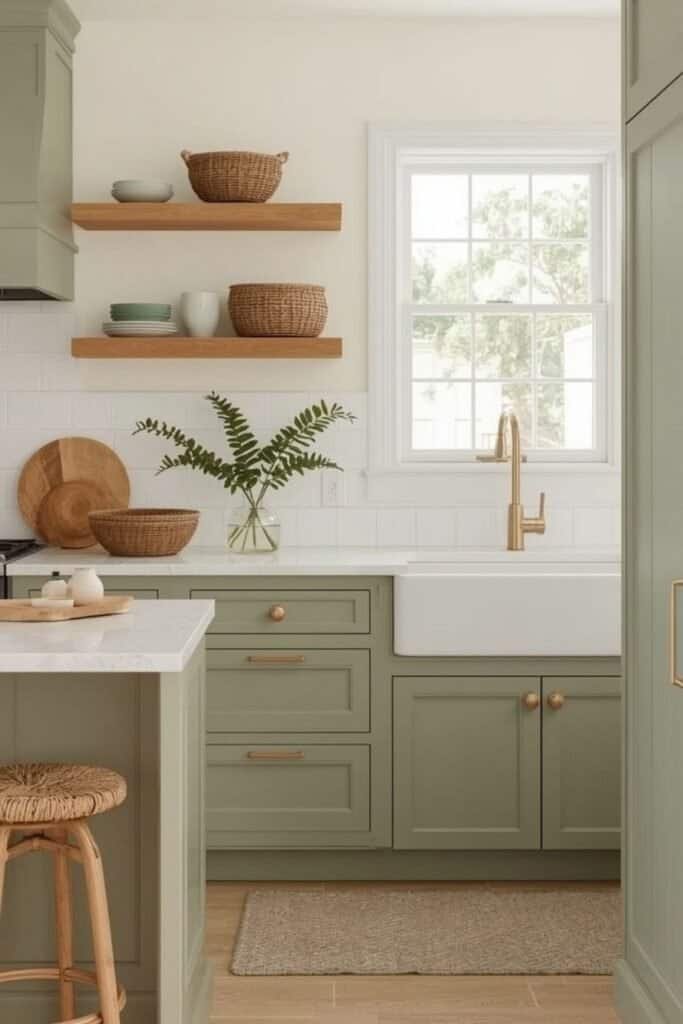 Green kitchen cabinets