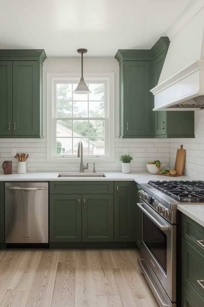 green kitchen cabinets