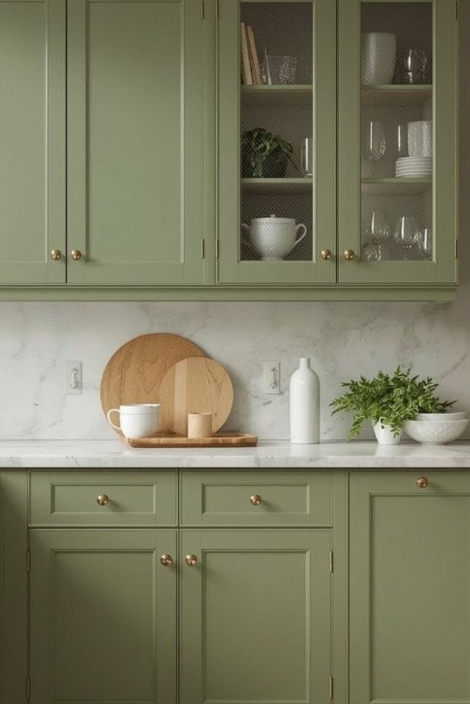 Green kitchen cabinet