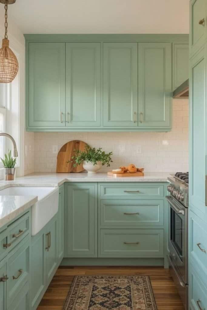 Aqua Green kitchen cabinet